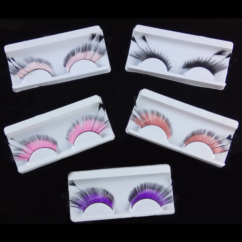 

Eye Lashes Makeup Stage Performance Color Tail Lengthening Feather Halloween False Eyelashes Fancy Dress Party Costume Maquiagem