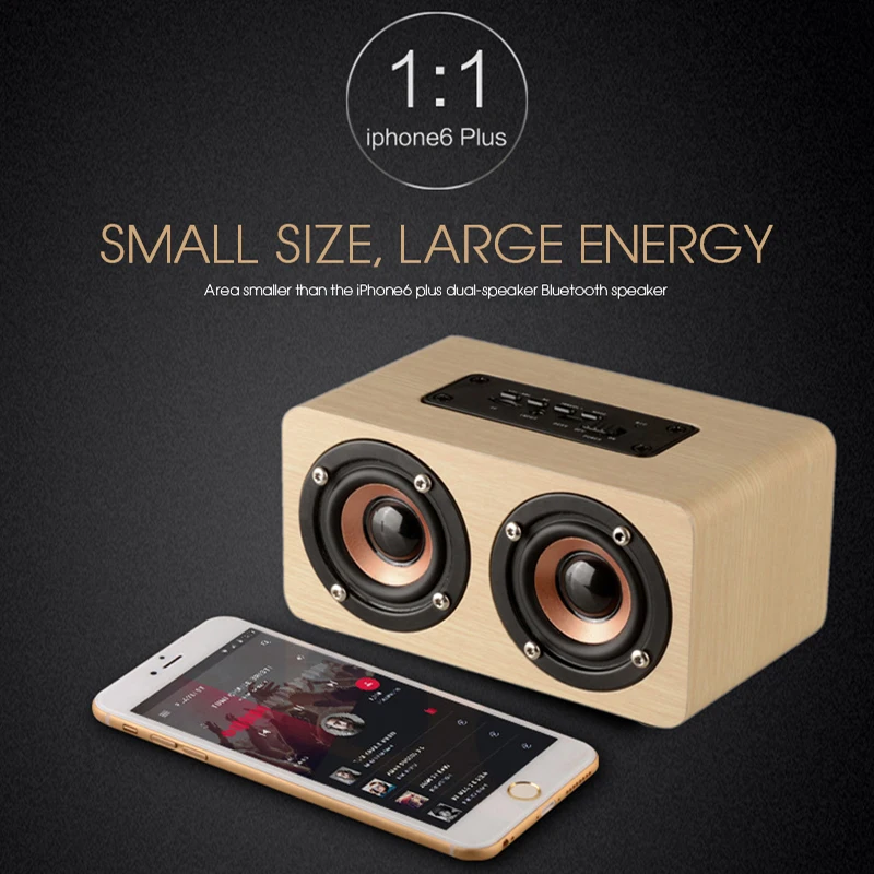 Wooden Wireless Bluetooth Speaker Portable HiFi Shock Bass Altavoz TF Caixa De Som Soundbar For iPhone Sumsung Xiaomi