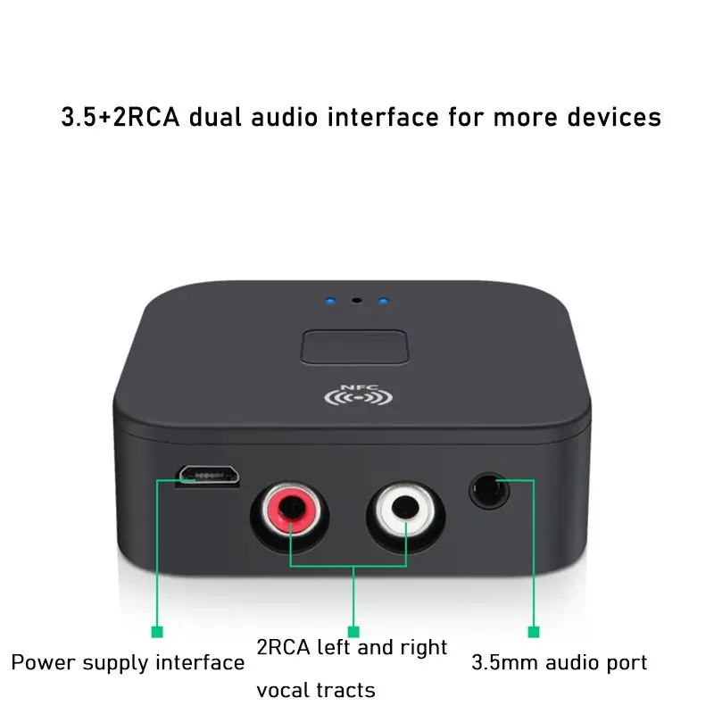 Bluetooth 5.0 3.5mm AUX RCA Jack NFC HiFi Wireless Adapter& Microphone Handsfree Call Bluetooth Car Audio Receiver