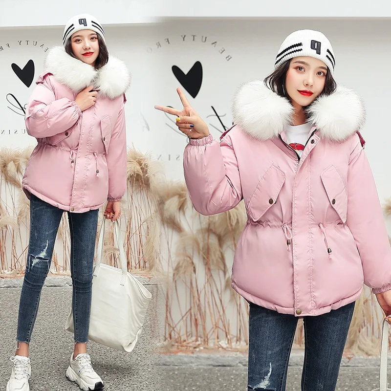 

Short down Jacket Cotton-padded Clothes Women's Thick Warm Winter Korean-style Fur Collar Students Cotton-padded Clothes Student