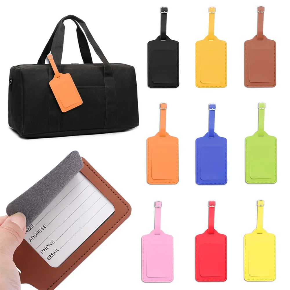 

1PC PU Leather Suitcase Luggage Tag Label for Women Men Handbag Pendant Baggage Claim Travel Accessories ID Address Tags