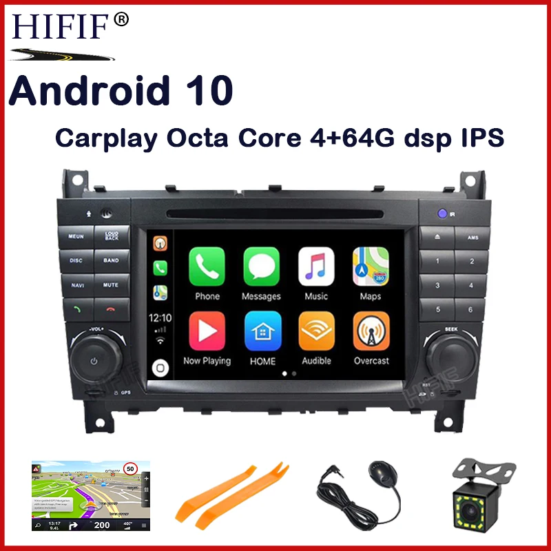 Android 10 4G 2 DIN Car DVD GPS Carplay For Mercedes /Benz W203 W209 W219 A -Class A160 C C180 C200 CLK200 radio stereo | Автомобили и