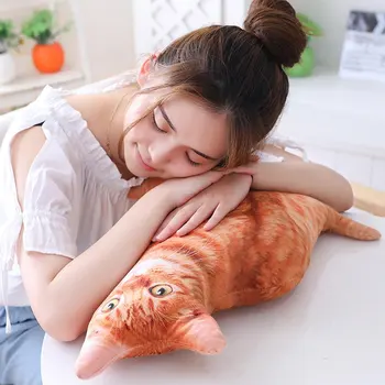 

50cm 3D Simulation Plush Cat Pillows Cute Cat Soft Stuffed Animals Cushion Sofa Decor Cartoon Plush Toys for Children Kids Gift