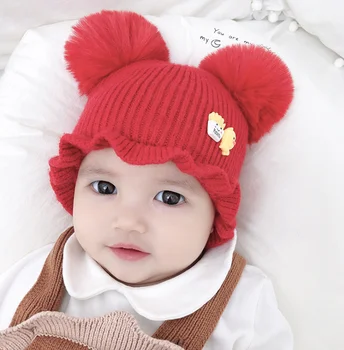 

Pudcoco Kid Baby Girl Hat Winter Autumn Caps Cute Baby Girl Knitted Hats for 1 to 4 Years