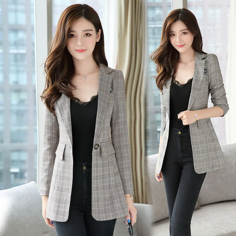 

China Gedi Love Suit Jacket Female Autumn 2019 New Style Slimming Korean-style WOMEN'S Trench Coat Mid-length Leisure Suit