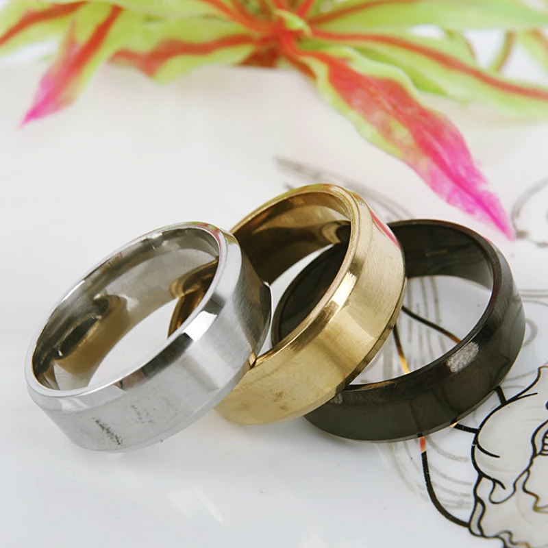 

2019 High Quality Double Bevel Dumb Titanium Stainless Steel Ring Classic 3 Color Charm Jewelry for Women Men Accessories