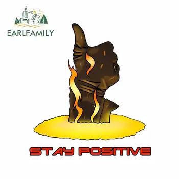 

EARLFAMILY 13cm x 11.7cm for Stay Positive Cartoon Decal Refrigerator Stickers Car Accessories Scratch-proof Sticker Decoration
