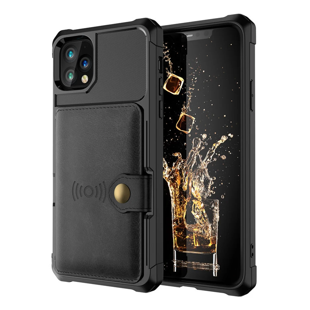 For iPhone Samsung Phone Case Anti-Fall Folio Flip Cell Phone Wallet Case with Kickstand Magnetic Car Mount Holder Cover Case