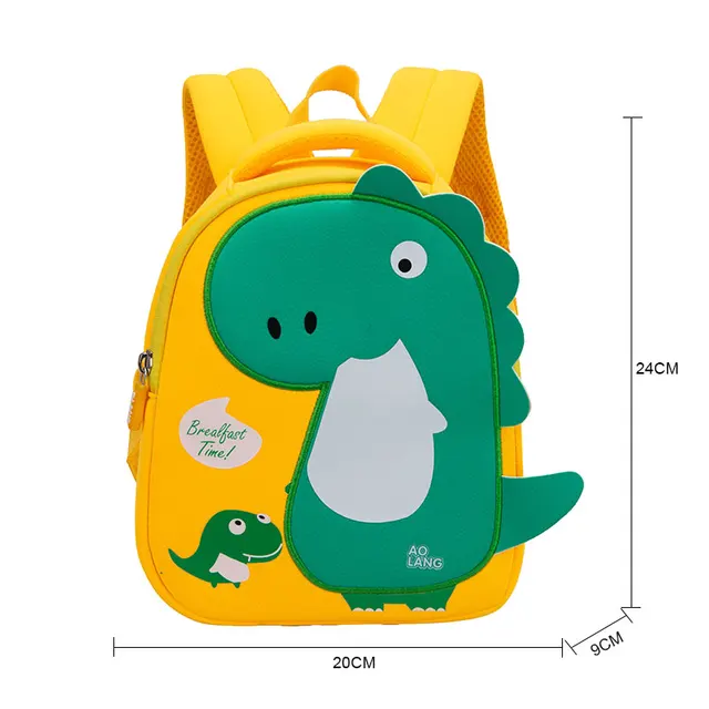 GREATOP New Children School Bags 3D Dinosaur Cartoon Kids Bag Cute Toddler School Boys Backpack Kindergarten Mochila Infantil A-Yellow-S