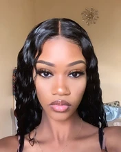 Pelucas de cabello humano peruano para mujeres negras, postizo de ondas profundas con cierre de encaje, 4x4