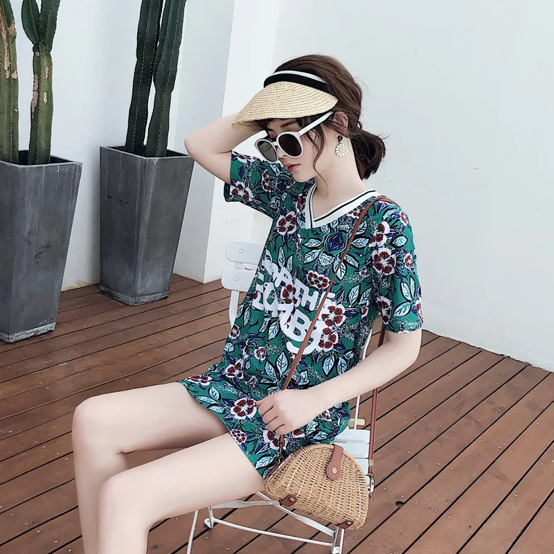 

South Korea New Style Two-piece Swimsuits Three-piece Set Boxer Small V-neck Push up Students Sports-Style Conservative Belly Co