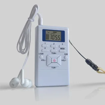 

New portable mini radio frequency modulation digital LED display radio receiver signal processing + earphone + lanyard
