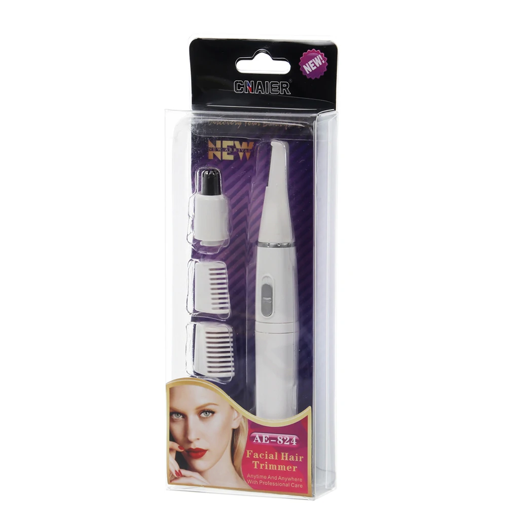 1 Set Electric Facial Nose Eyebrow Hair Trimmer Shaver Hair Removal Safe Cleaner Epilator for Men Women Battery Personal Daily