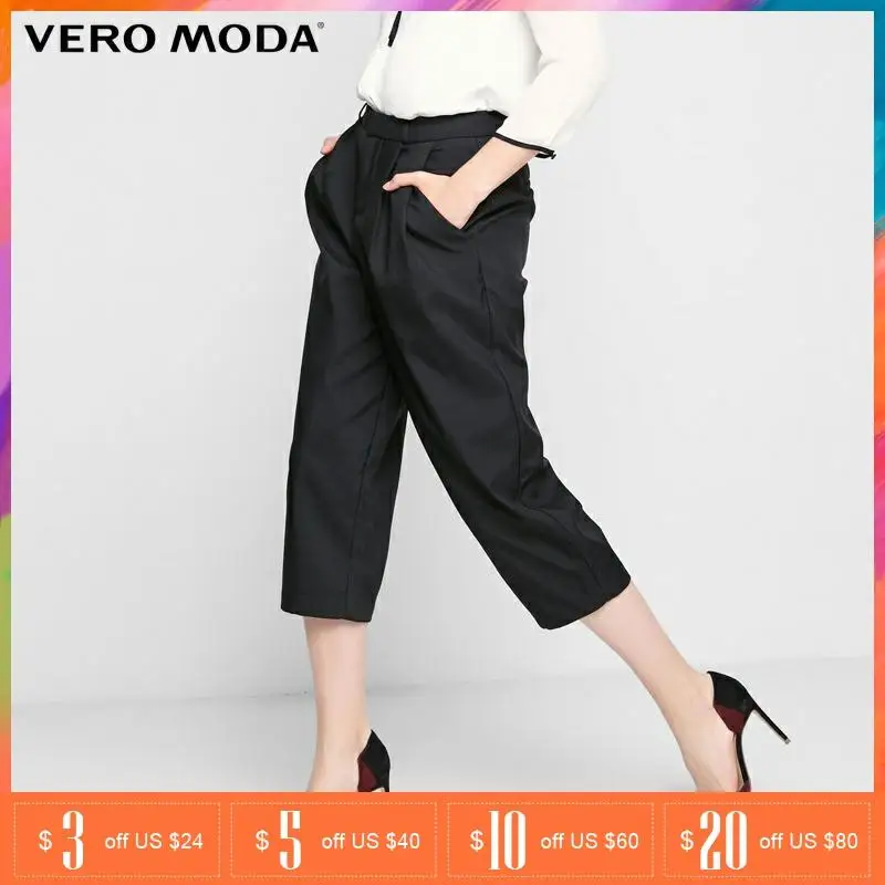 Günstig Vero Moda Marke 2019 NEUE mode regelmäßige OL stil dunkle farbe drei viertel hosen plissee einfache harem frauen hosen | 31616J004