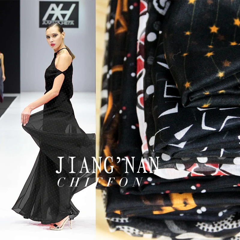 

2019 Patchwork Tissus Au Metre Tissus Free Shipping Silk , Dresses, Shirts, Scarves, Elegant Printed Chiffon Patterns Fabrics