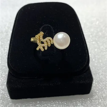 

JYX Rooster Chinese Zodiac Signs Pearl Ring 12 symbolic animals Rings 9.5-10mm AAA natural pearl adjustable style