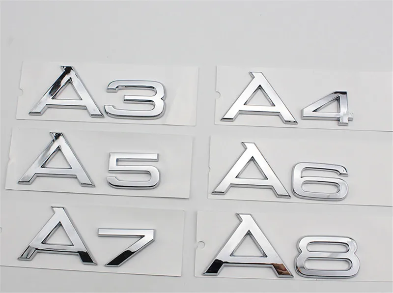 Наклеиваемого покрытия для автостайлинга из ABS Пластик серебро A3 A4 A5 A6 A7 A4L A6L A8L Q3 Q5 Q7 Эмблема для багажника знак боковой Логотипы автомобилей наклейки для тела