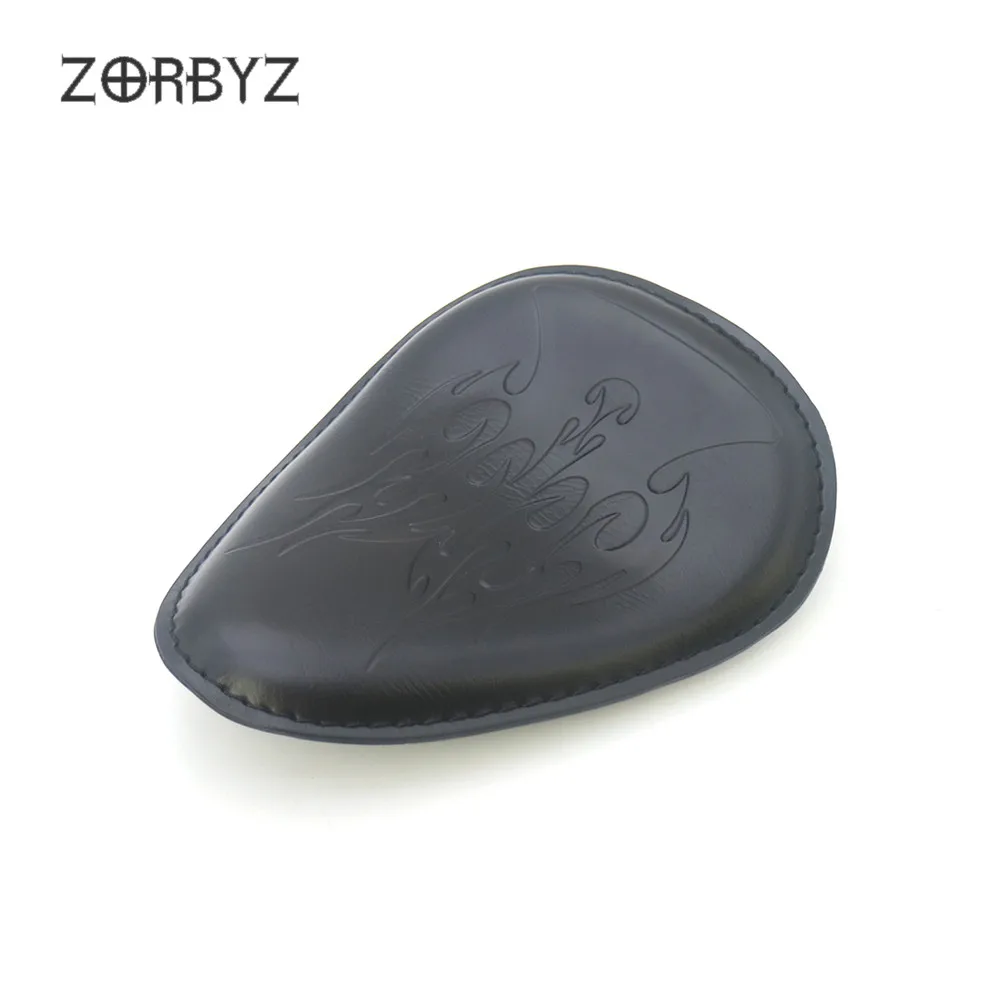 ZORBYZ мотоцикл черное пламя искусственная кожа Solo привод сиденье для Suzuki Honda Harley Bobber Chopper