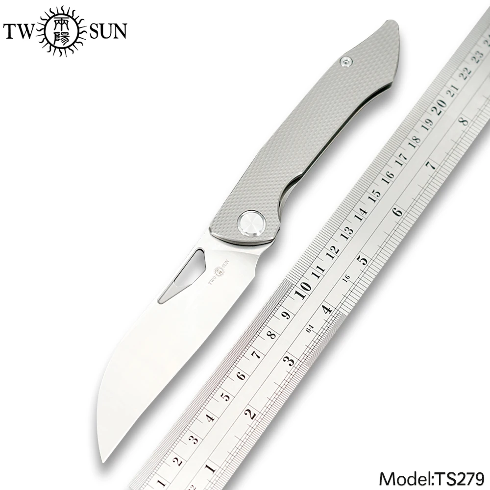 

TWOSUN knives 14C28N Flipper Folding Pocket Knife Tactical Knife Camping Hunting Knife Outdoor Tool Titanium EDC Fast Open TS279