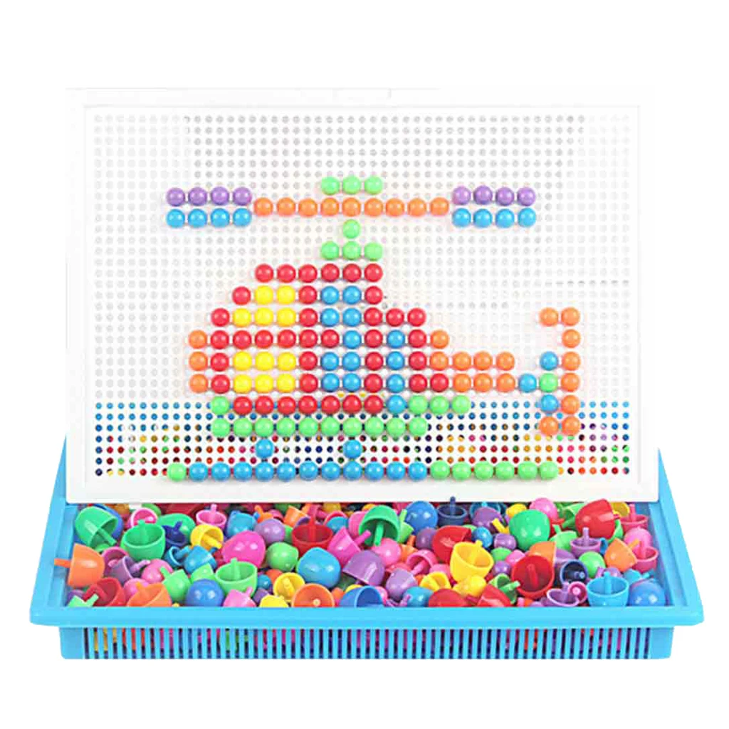 296x грибной гвоздь DIY Science stup Toys креативная мозаика Pegboard Puzzle Дети Ясельного