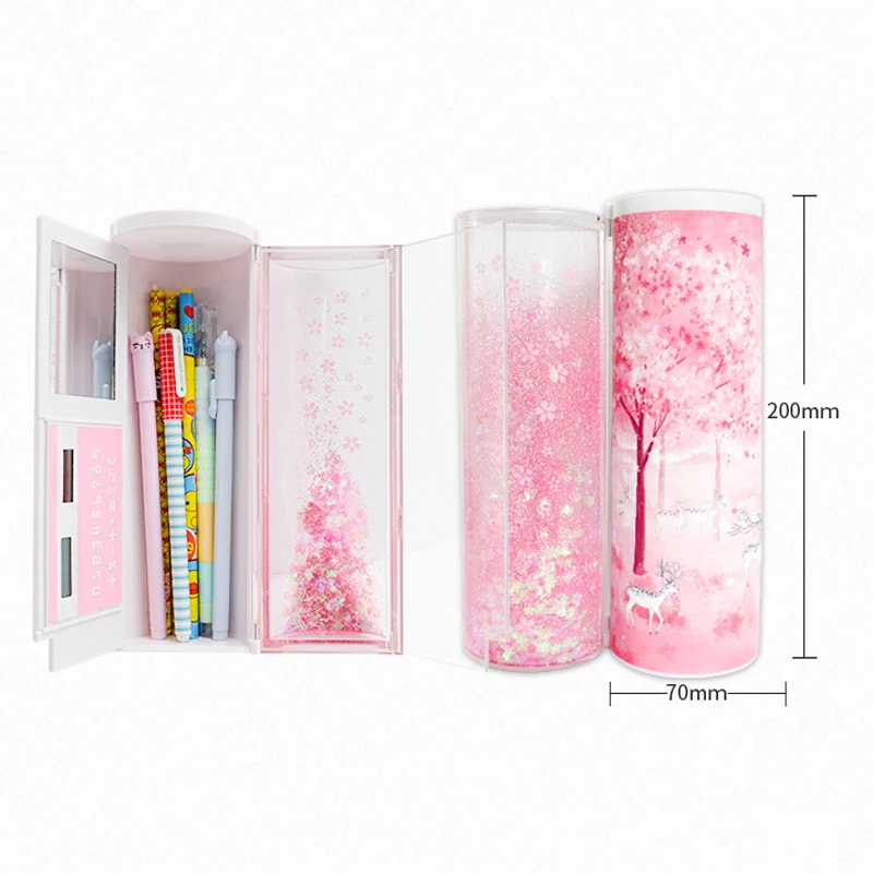 Creative-Quicksand-Translucent-Multifunction-Cylindrical-Pencil-Box-Case-School-Stationery-Pen-Holder-Pink-Blue-Calculator (1)