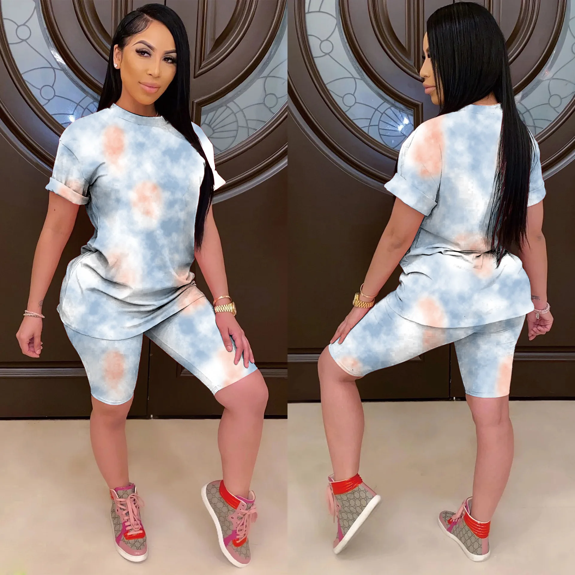 

2PCS/Set Women Sports Suit Colorful Neon Top Short Pants Workout Clothes Tracksuit 2020 Fashion Summer Outfit Ladies 2 Piece Set