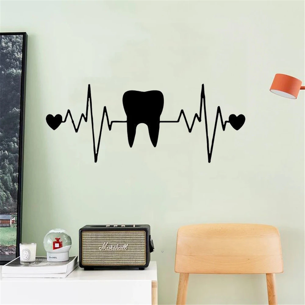 Vinyl Wall Decal Dental Clinic Heart Dentist Dentistry Stickers Mural ig4567 
