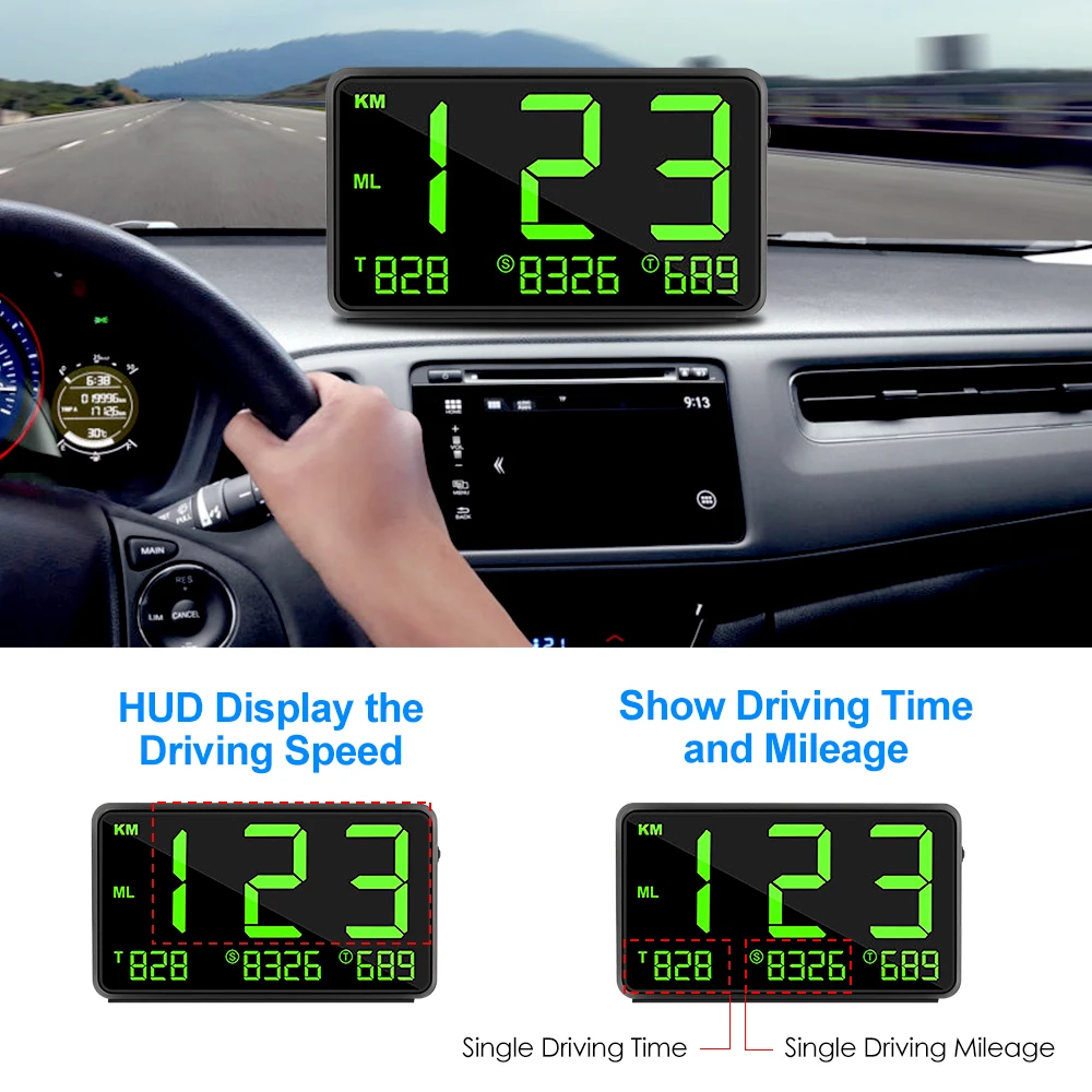 Gps Спидометр HUD Дисплей Автомобильный Автоматический рекордный пробег 4,5 дюймов дисплей перегрузки, будильник Plug and Play adjusty Brightnes