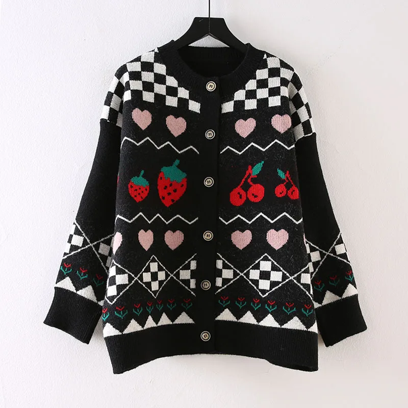 

Embroidered Knitted Cardigan Women's Autumn Loose Korean-Style Sweet New Year Sweater Coat cardigan sweater