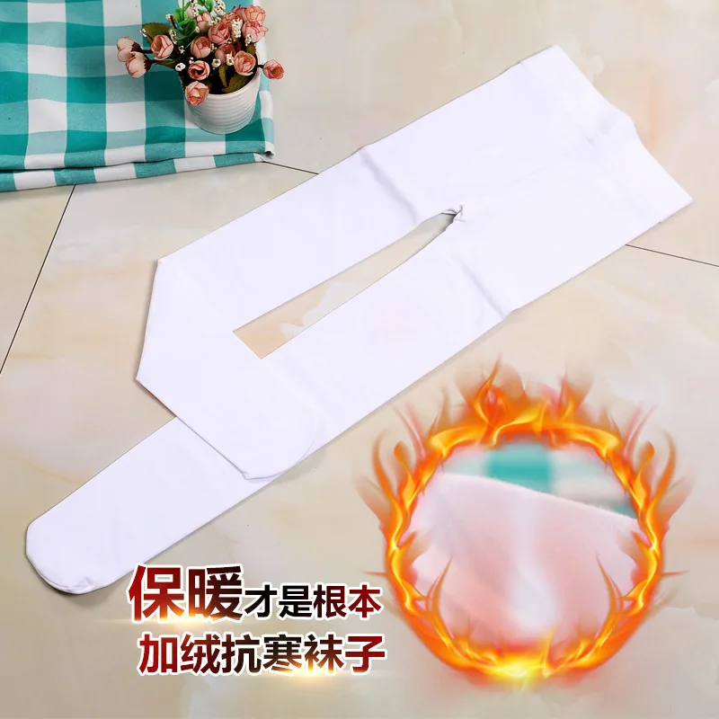 

Panty-hose for Kids Brushed And Thick Spring, Autumn And Winter GIRL'S Leggings Fleshcolor White Dance Socks Gymnastic