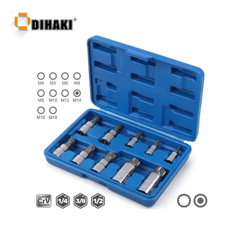 £11.52 10pcs Xzn 12 Point Triple Square Spline Bit Socket Set