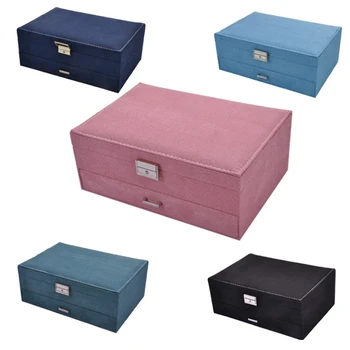 

Fashion Velvet Jewelry Box Multi-Layer Earring Storage Box 2 Layer Jewelry Storage Box High-End Suitcase
