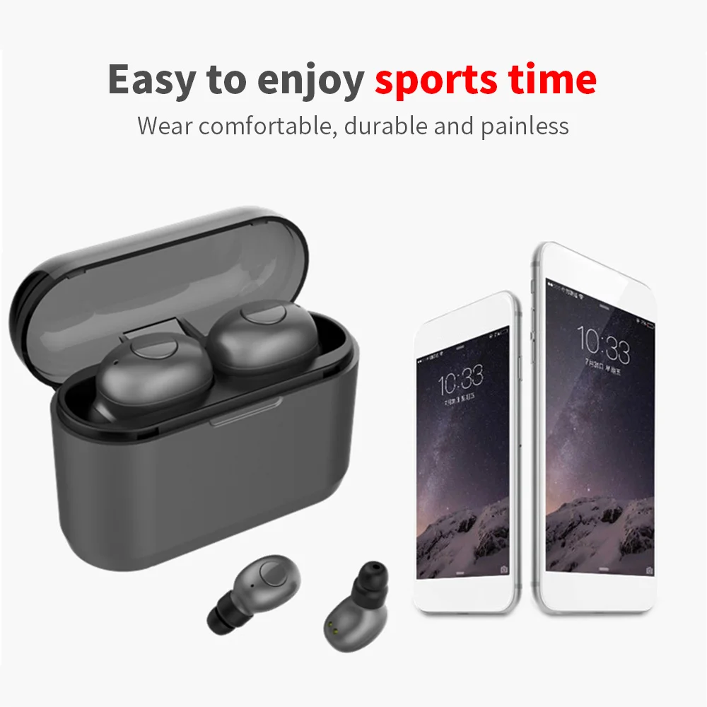

TWS Wireless Bluetooth Earphones 5.0 Stereo With Mic Earbud Headset Wireless Headphone with charging box power bank