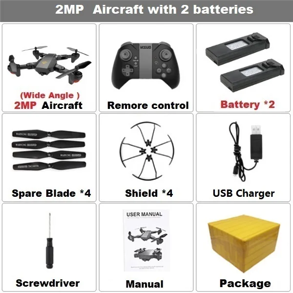 VISUO XS809HW XS809W Selfie RC Drone With Wide Angle HD Camera Drone Altitude Hold Profissional WiFi FPV Quadcopter Helicopter - Цвет: Set8 2MPW F 2B
