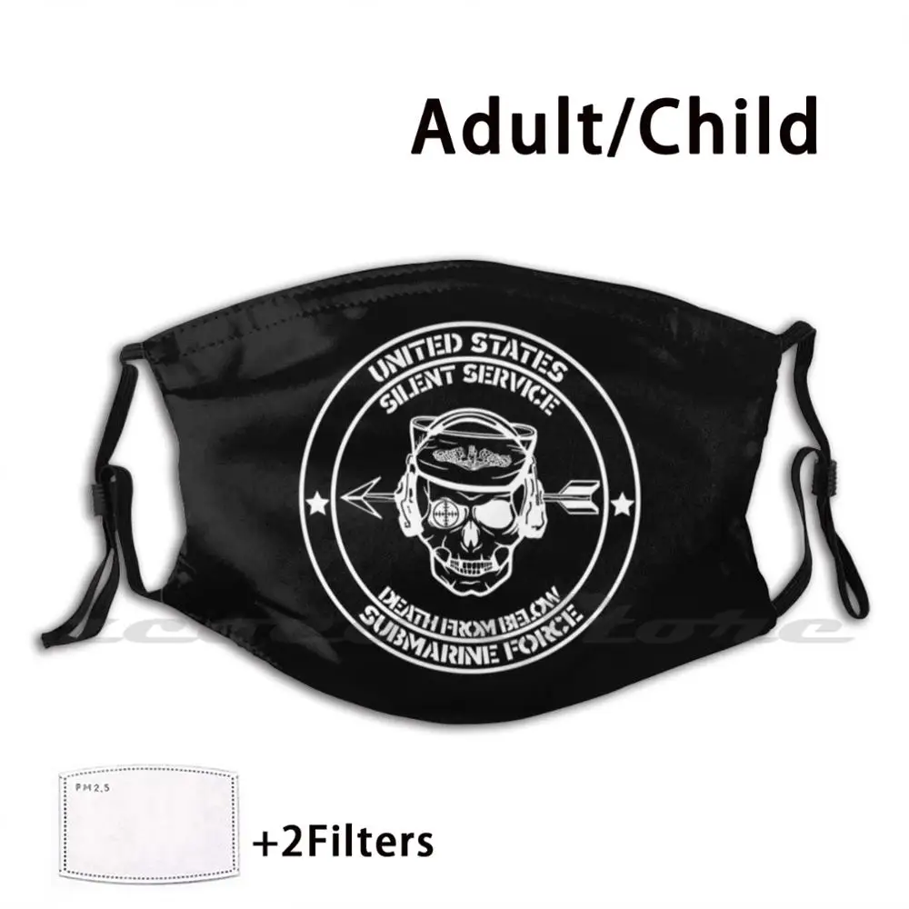 

Американская подводная лодка Force Death снизу, бесшумная белая маска для взрослых, детей, моющаяся, Pm2.5, фильтр с логотипом, креативность, милый, крутой