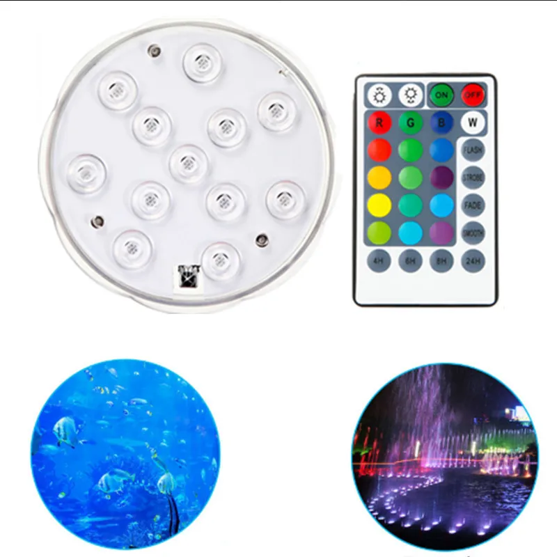 

1 Set 12 LEDs Aquarium Light Waterproof Remote Control RGB Colorful Lighting Fish Tank Party Decor Lamp for Outdoor