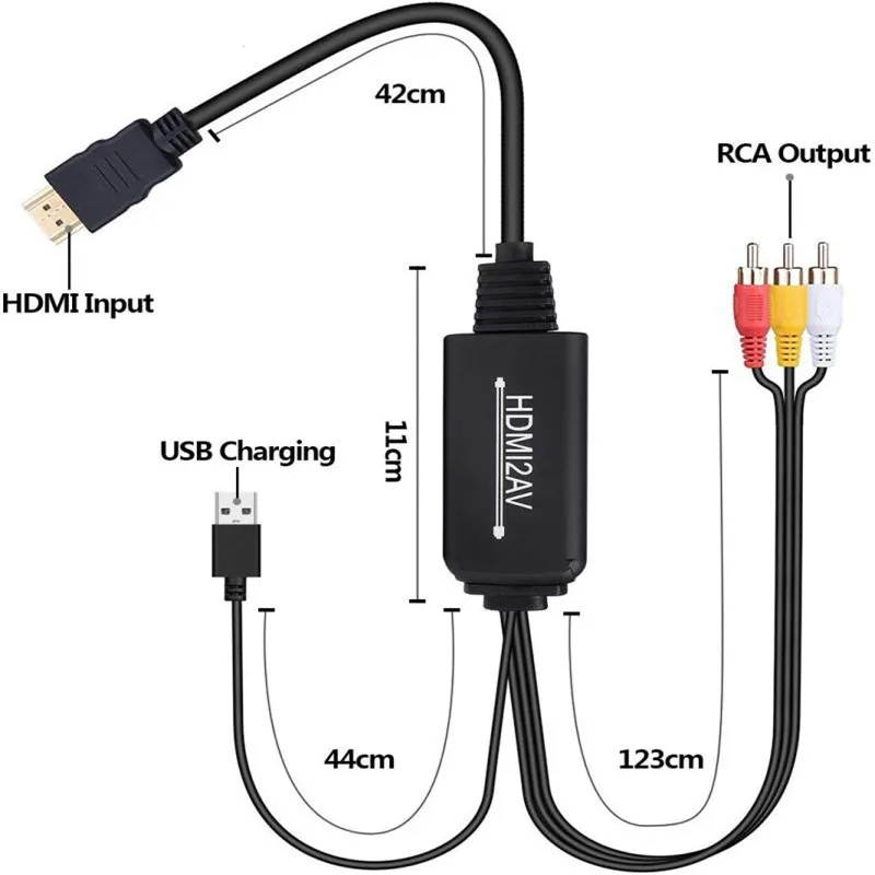 1080P HDMI to AV Line Tricolor Connector Computer Millet Barley Box Video HD Interface to Old TV Chromatic Converter Line