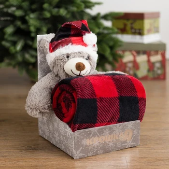 

Plaid with toy Kroshka I "New Year Bear" 75 × 100 cm, polyethylene 100%