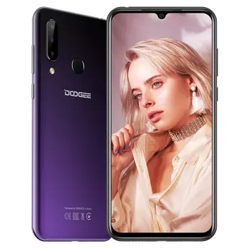 DOOGEE-N20 هاتف محمول بصمة 6.3 بوصة FHD+, 16MP كاميرا خلفية ثلاثية 64GB 4GB MT6763 ثماني النواة 4350mAh هاتف محمول LTE 9