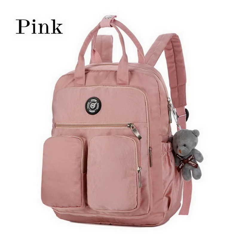 MoneRffi, женский рюкзак, водонепроницаемый, нейлон, мягкая ручка, одноцветный, для путешествий, на молнии, Sac A Dos, школьные сумки, Mochila Feminina, мода - Цвет: Pink