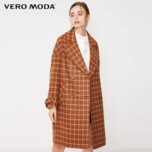 Vero Moda зимнее клетчатое длинное шерстяное пальто с лацканами | 318327551