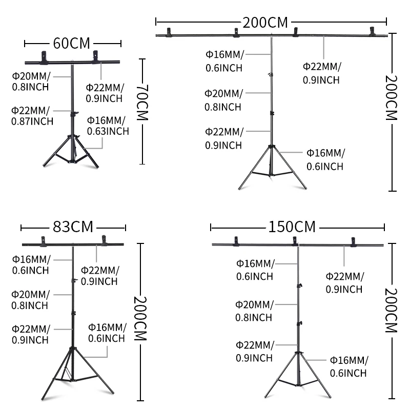  Photography T-shaped background backdrop stand support system for photo studio PVC backdrops Multip
