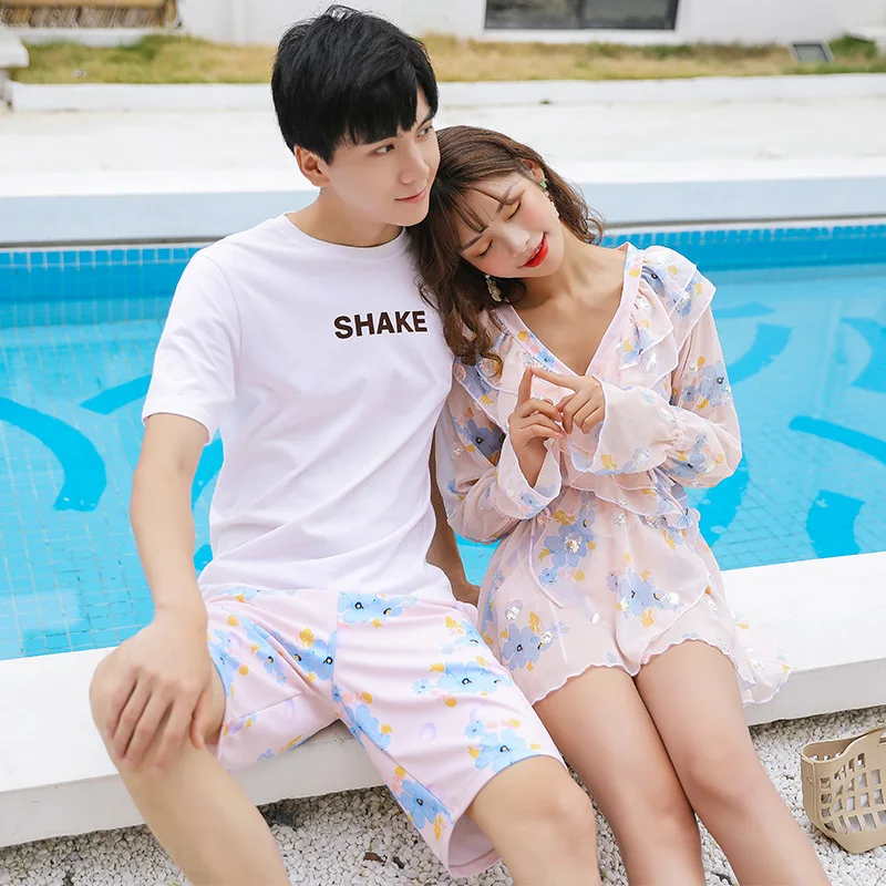 Модные Полосатые Купальники для пар женские бикини купальники Мужская пляжная