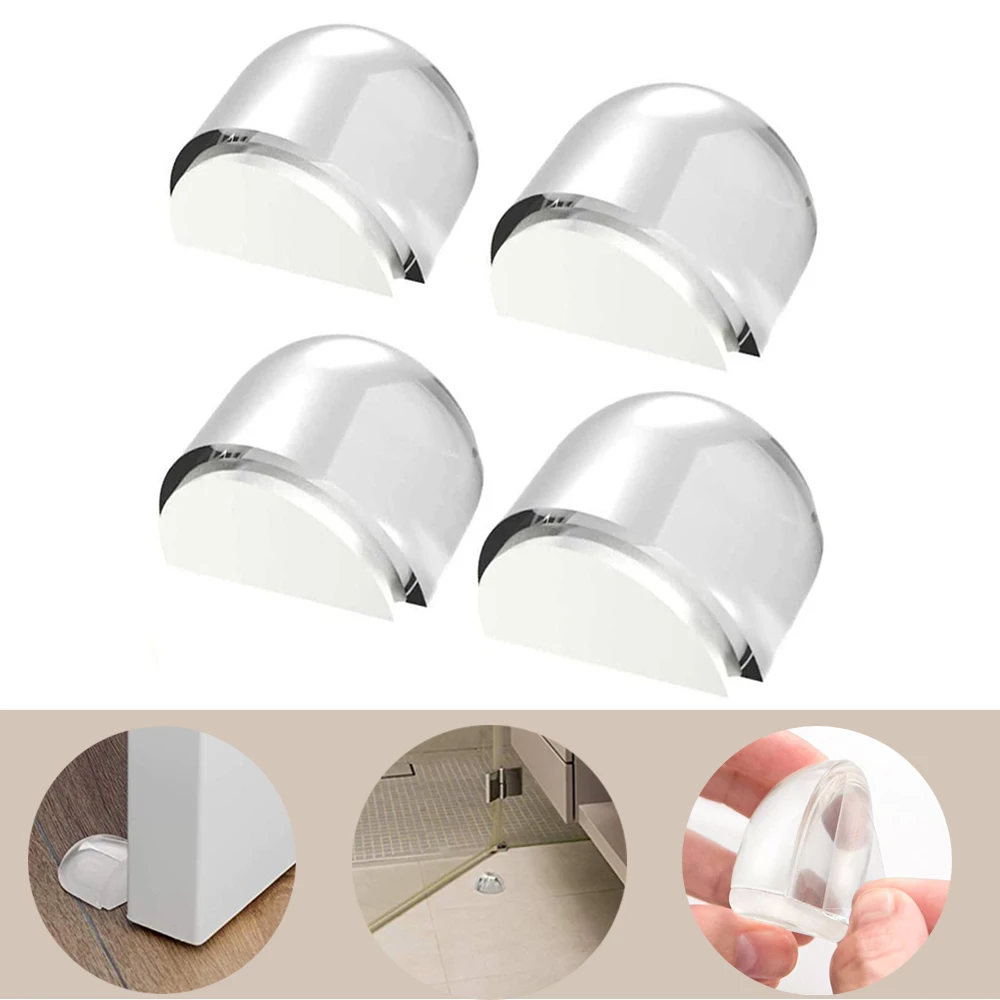 Tope de puerta acrílico para el hogar y la Oficina, soporte de puerta autoadhesivo transparente, sin necesidad de perforar, Tope de puerta, protección de paredes, muebles, 1 Uds.