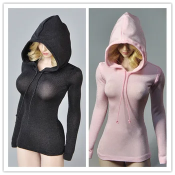 

1/6 Scale Female Hooded Tights Vest Sexy Long Sleeve T-shirt Clothes Model for 12" Woman Body Action Figures Accessories Toys