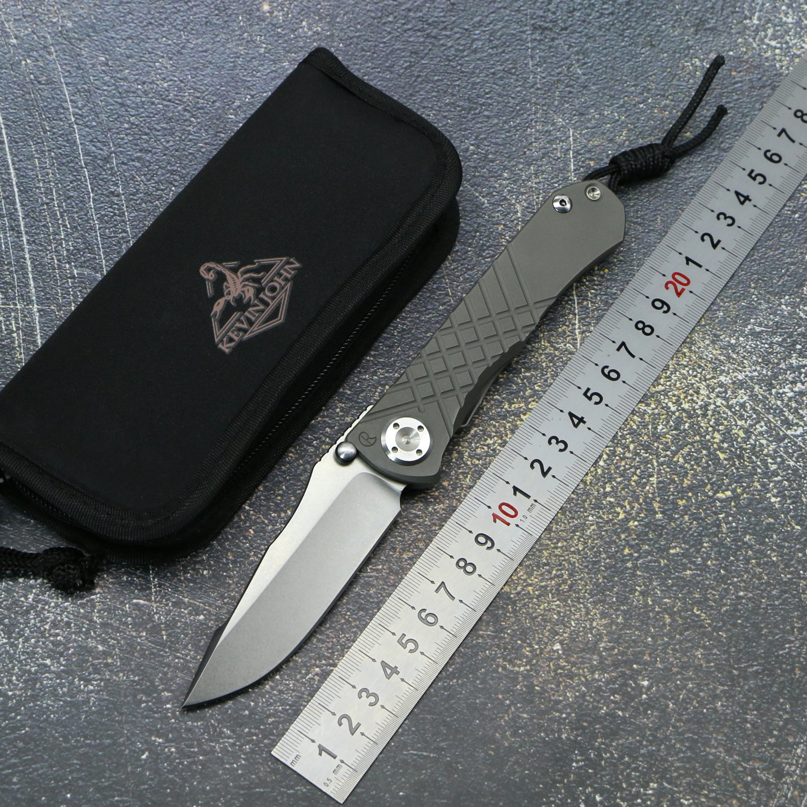 

kevin john CR Umnumzaan folding knife m390 blade titanium handle camping hunting survival pocket Kitchen fruit knives EDC tools