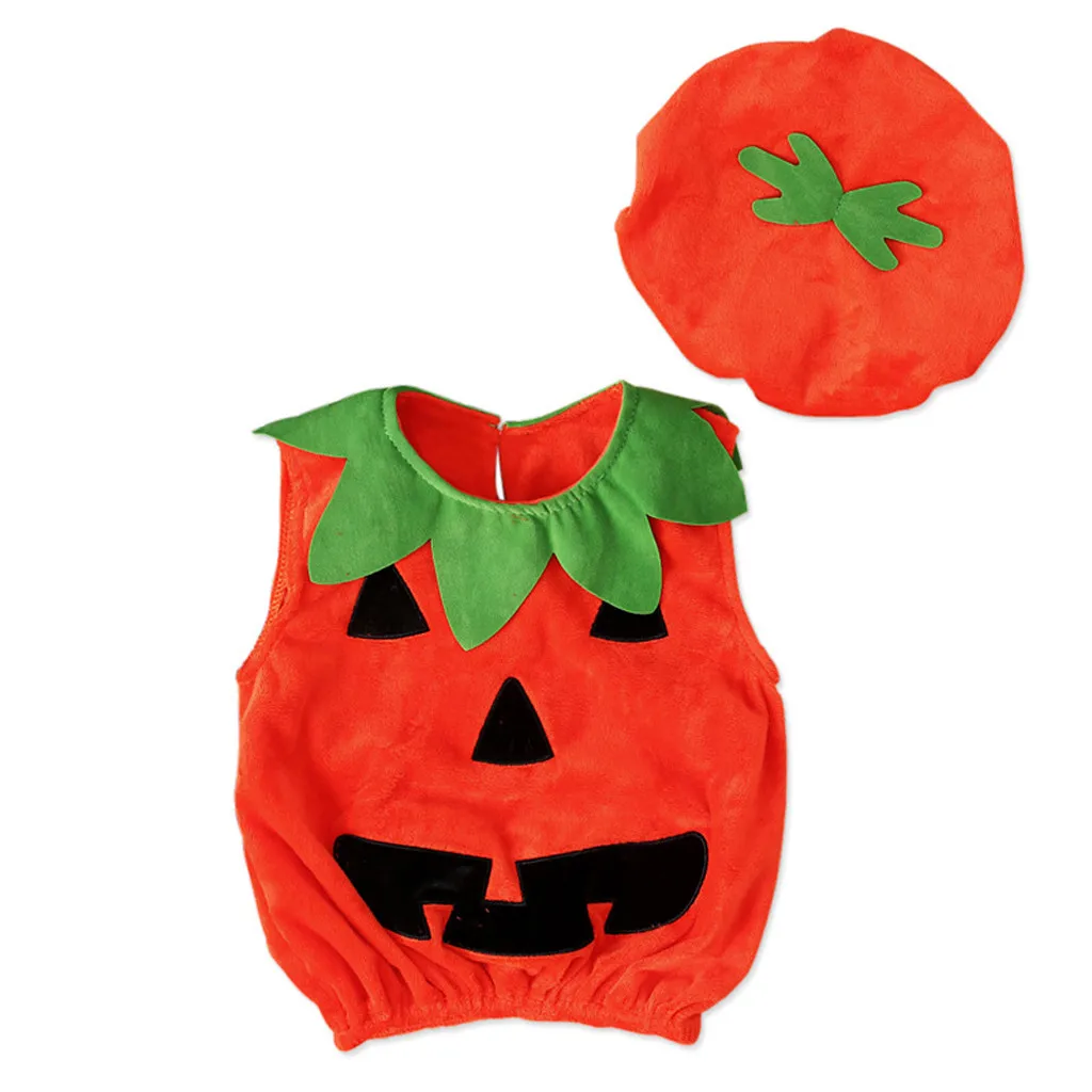 Newborn Clothes Kids' things Clothes Bodysuit Toddler Infant Baby Boy Girl Pumpkin Vest Tops Hat Halloween Outfits Costume Set