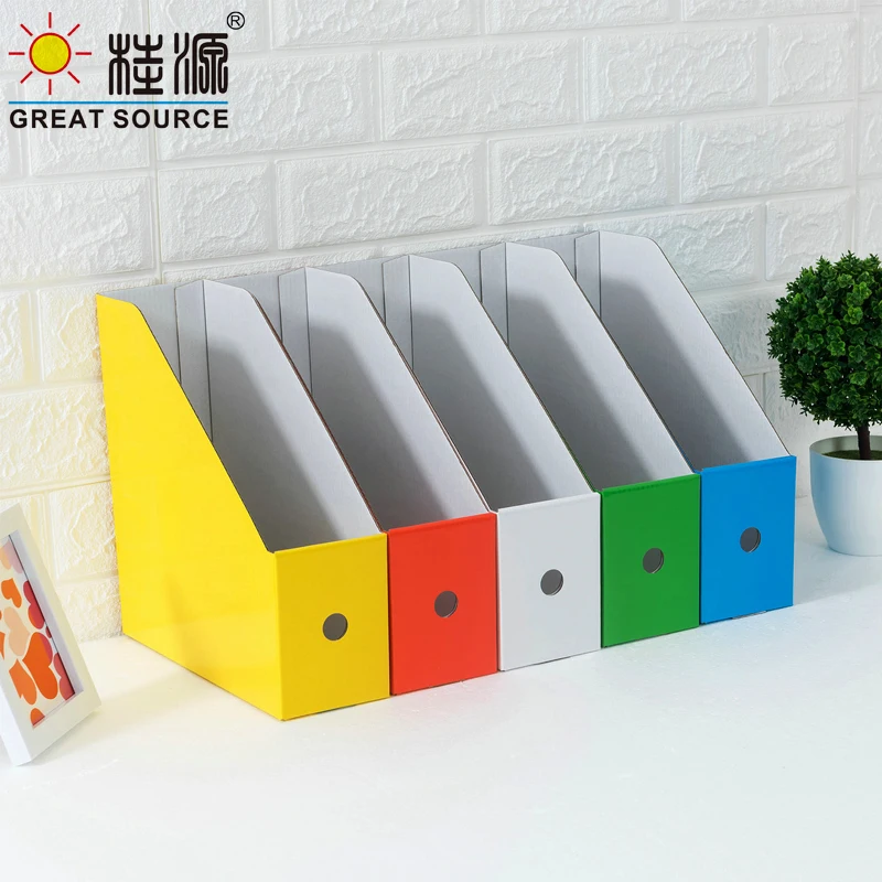 MQQ Foldaway File Holder Newspaper Box 5 Color Per Group Desk Top Organizer Corrugated Magazine Bookend ffice Stationery (10PCS)