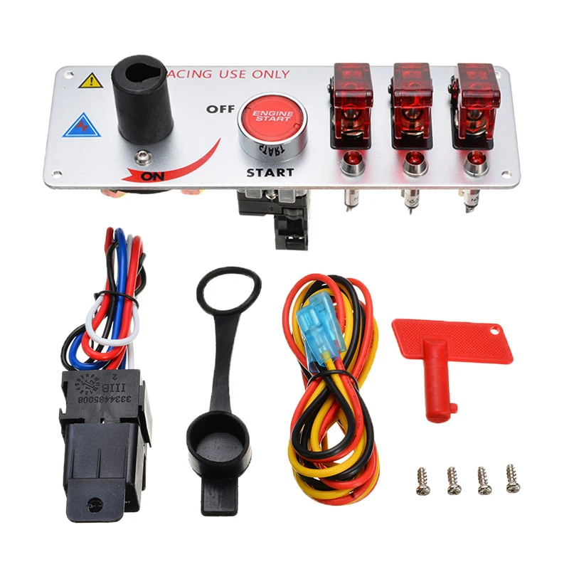 レーシングカーエンジンスタートプッシュボタンledトグルスイッチリレーセット用12vledイグニッションスイッチパネル車のスイッチ