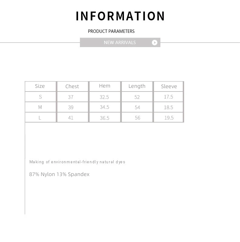 JX015 SIZE CHART